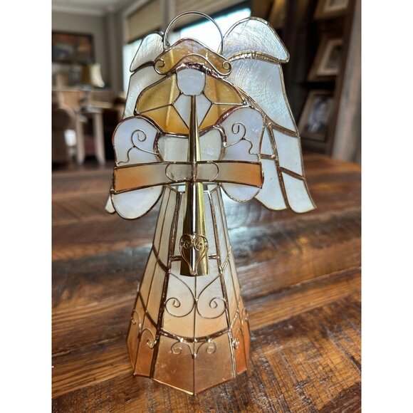 Vintage Capiz Shell & Metal Christmas Angel Figurine From Philippines READ - Picture 1 of 6